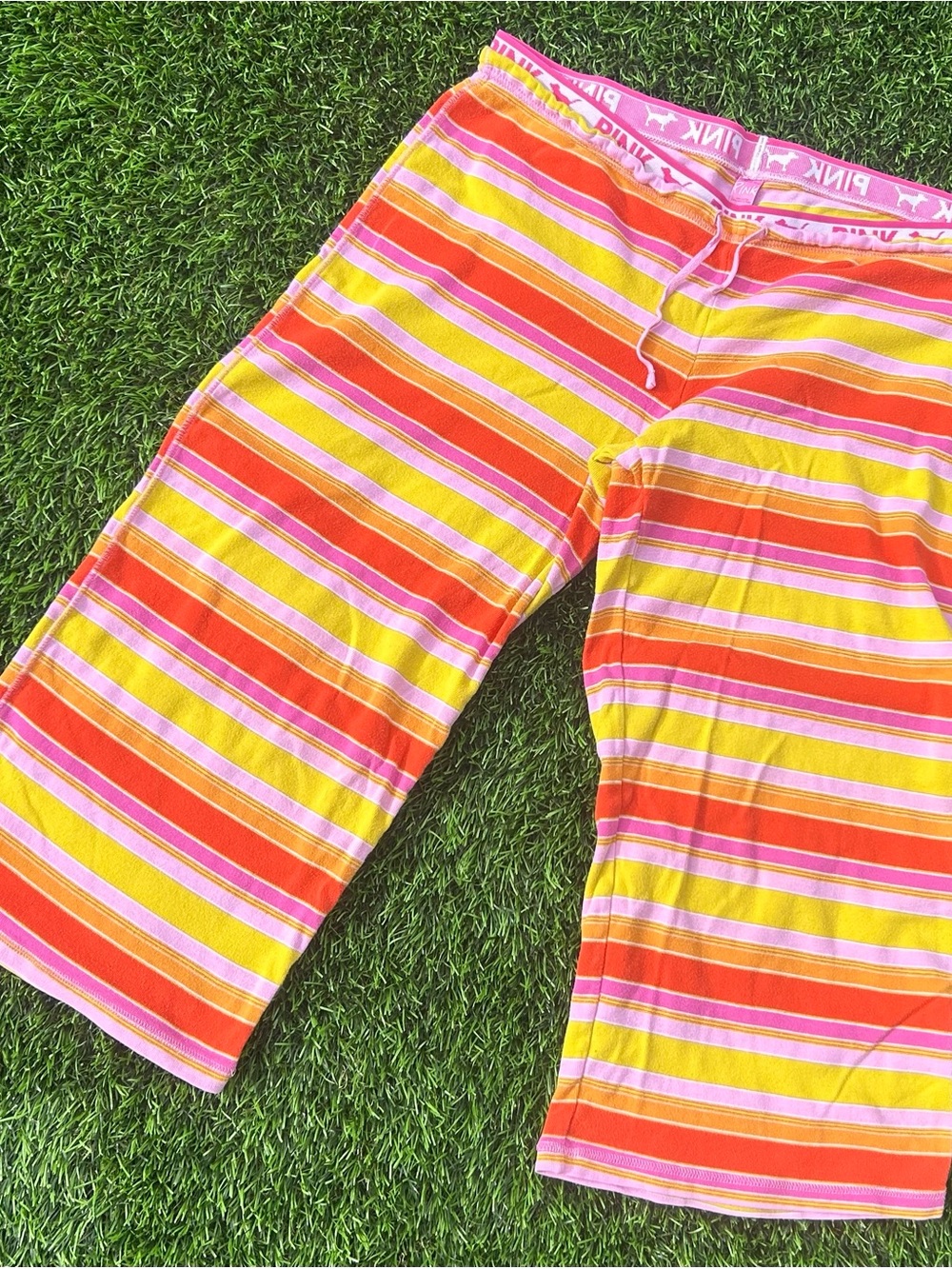 Multicolor Stripe Capri Pants - Pink, Orange, Yellow